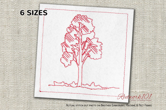 Birch Tree Redwork: A Touch of Nature in Embroidery