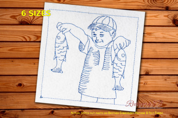 Boy with Fish Caught in Hands Redwork – A Seller’s Review
