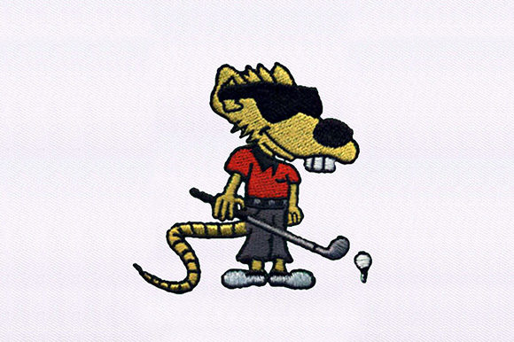 Bucktooth Rat Golfer Design: A Charming Machine Embroidery File for Personalized Gifts
