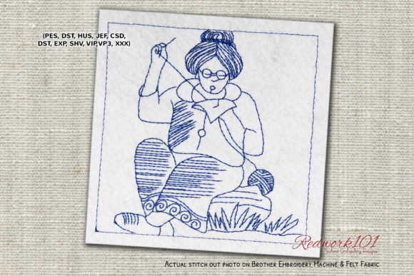 Grandma Sewing Redwork Review for Seasonal Embroidery