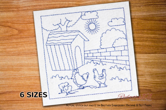 Hen and Chick Redwork Design Review for Seasonal Embroidery