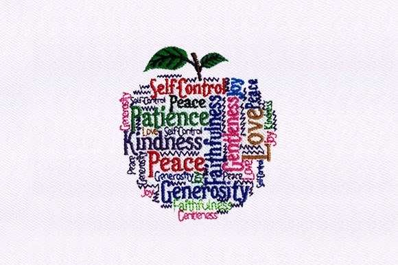 Motivational Apple: A Vibrant Embroidery Design for Small Business Branding