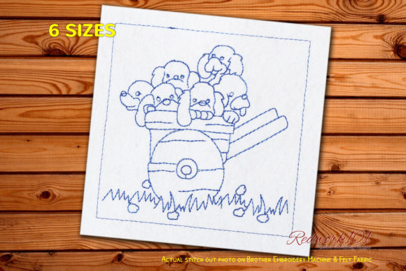 Puppies in Trolley Lineart Design Review for Apparel Projects