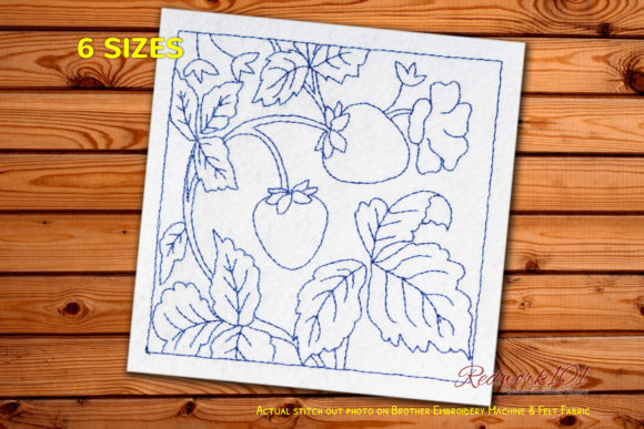 Strawberry with Leaves Redwork Embroidery Review