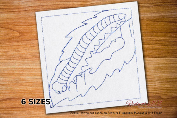 Worm Eating Leaf Redwork Embroidery Design Review