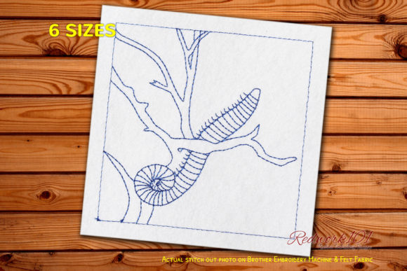 Worm Sitting on a Tree Branch Redwork for Personalized Gifts